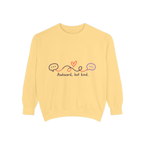Awkward But Kind Sweatshirt — Cute Heart & Speech Bubble Graphic