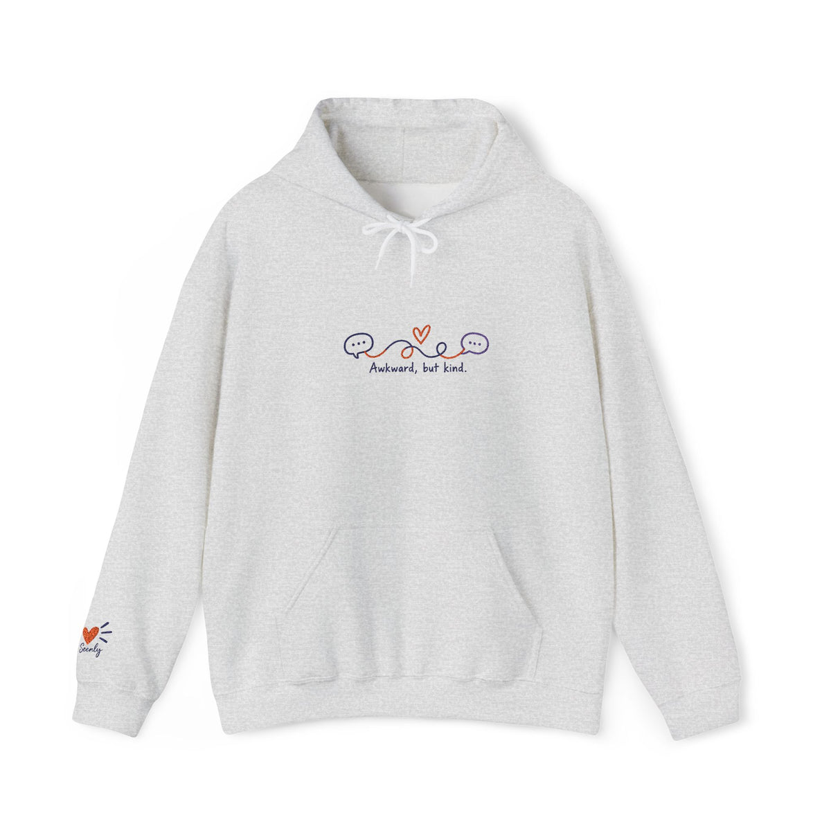 Embroidered 'Awkard. But Kind' Pullover Hoodie