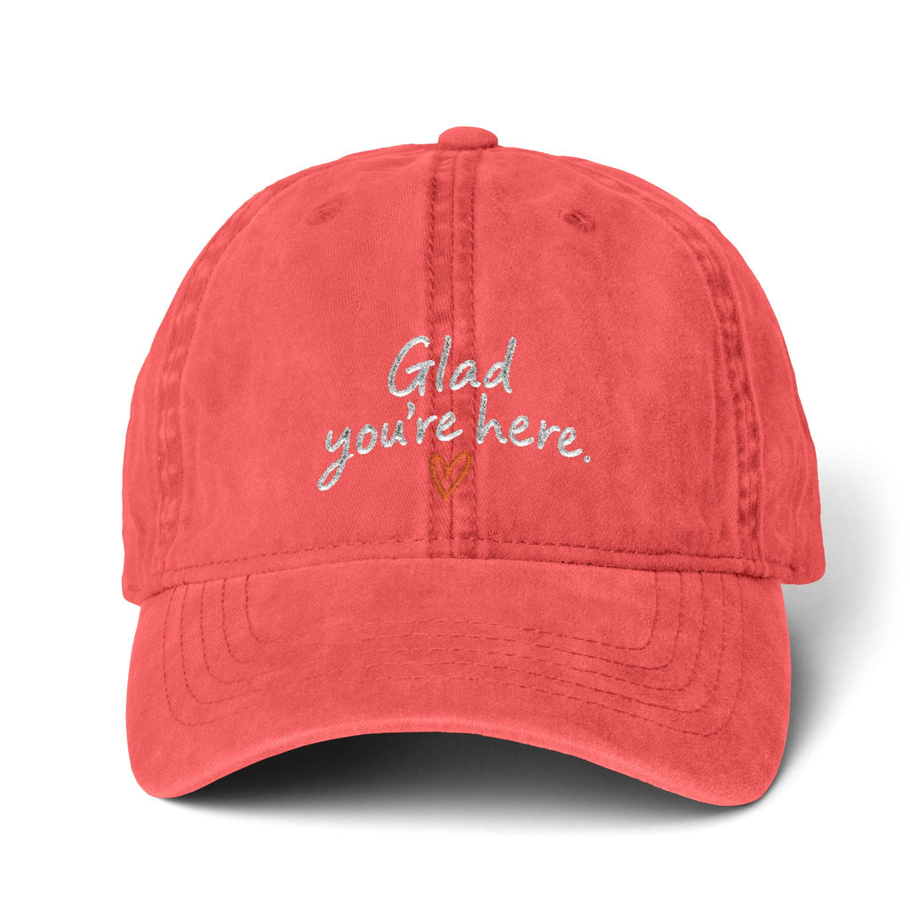 Glad You’re Here Embroidered Ponytail Cap