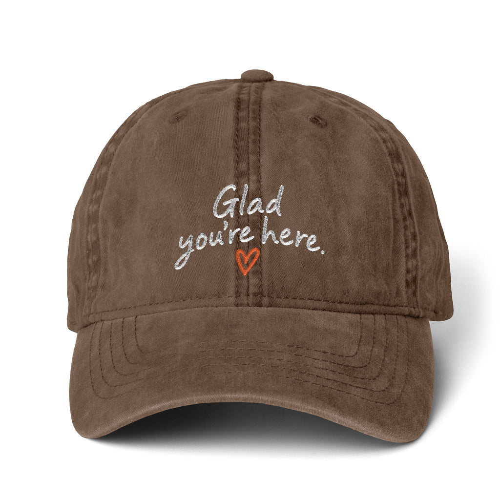 Glad You’re Here Embroidered Ponytail Cap