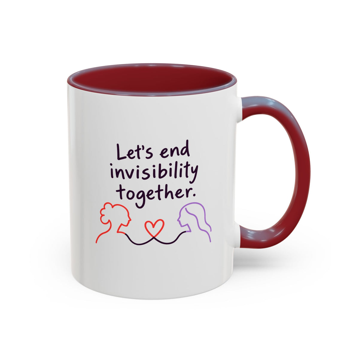 End Invisibility Together Accent Coffee Mug – Awareness Pride Relationship Gift