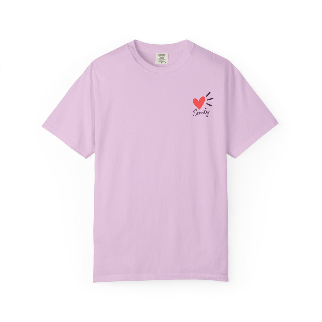 T-Shirt — “Less scrolling, more checking in” Heart Mental Health Tee
