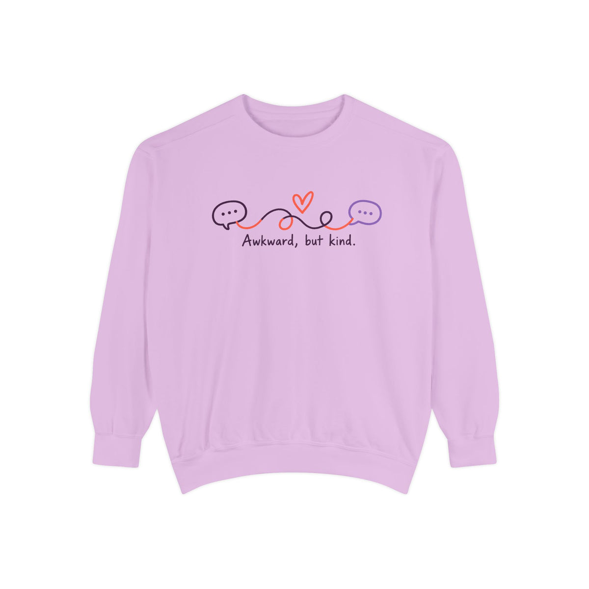 Awkward But Kind Sweatshirt — Cute Heart & Speech Bubble Graphic