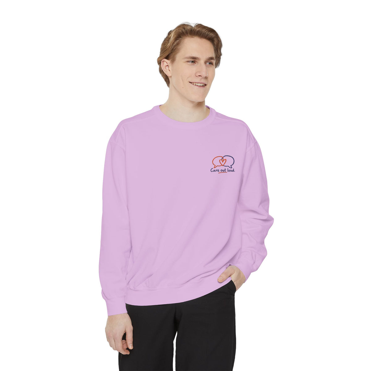 Embroidered 'Care Out Loud' Cozy Sweatshirt