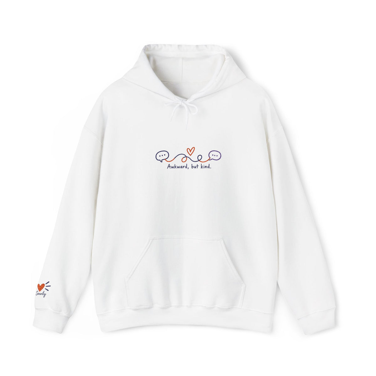 Embroidered 'Awkard. But Kind' Pullover Hoodie