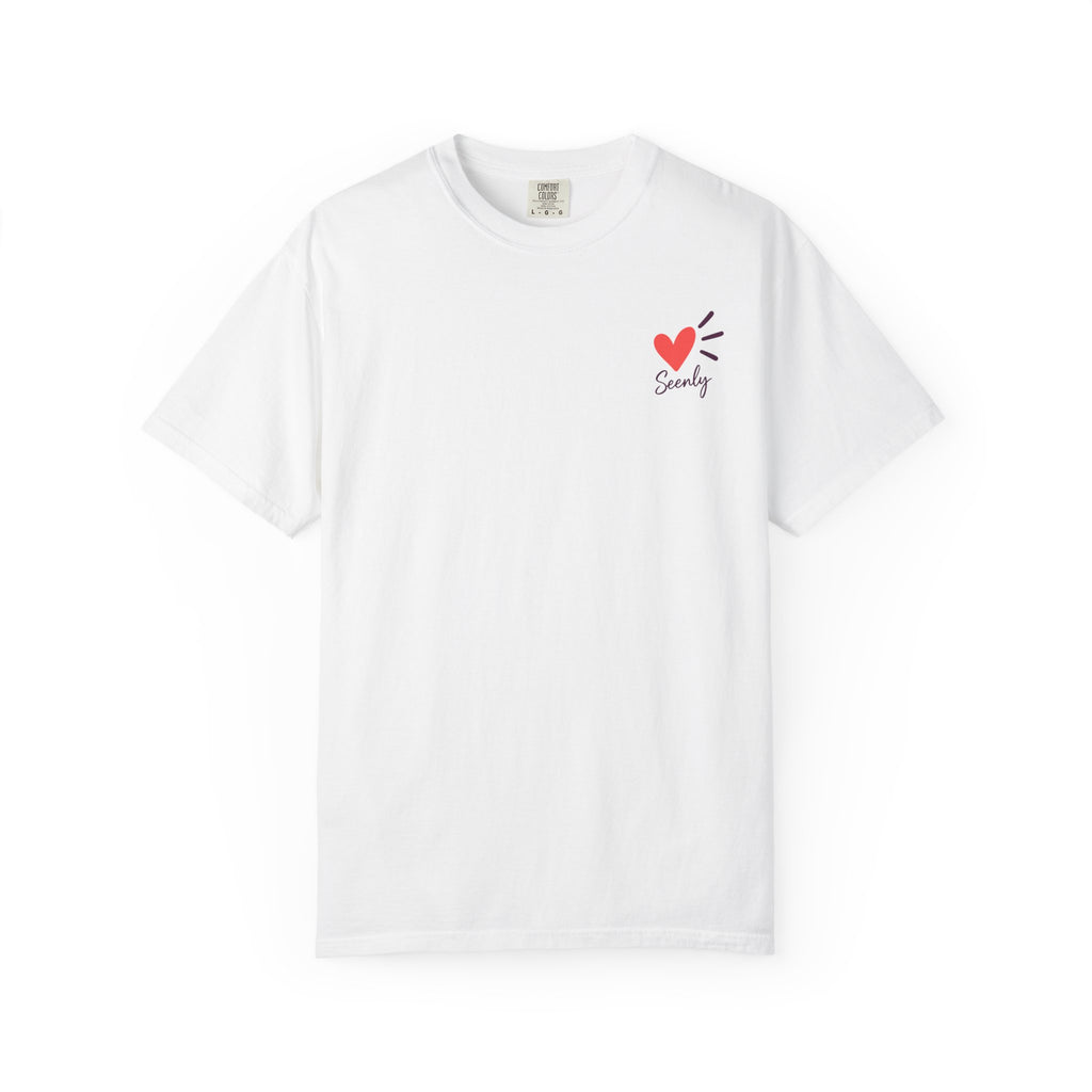 T-Shirt — “Less scrolling, more checking in” Heart Mental Health Tee