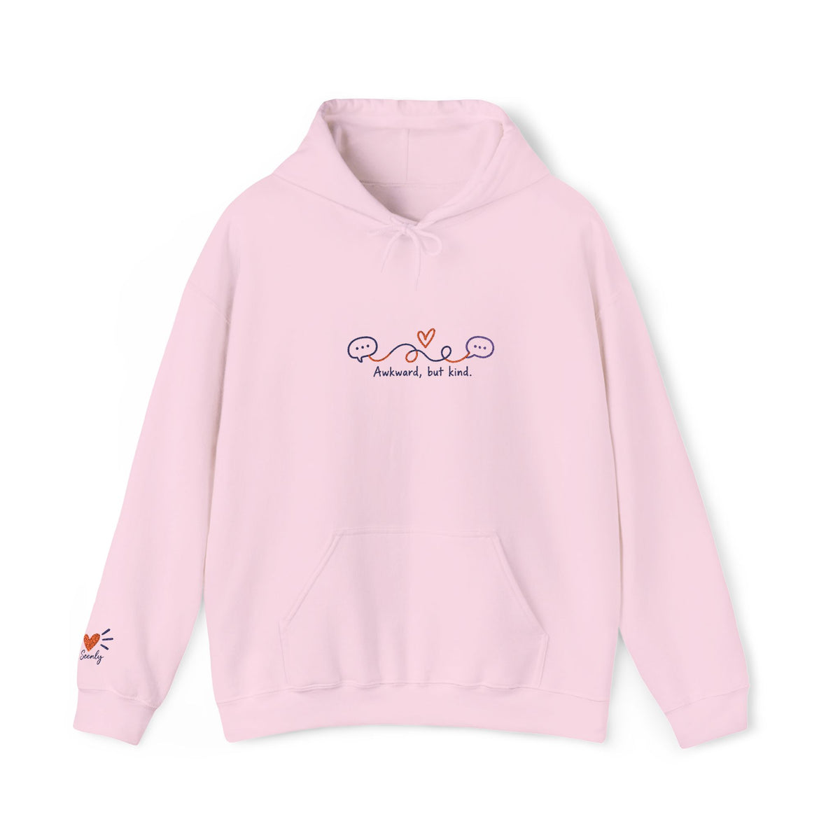 Embroidered 'Awkard. But Kind' Pullover Hoodie