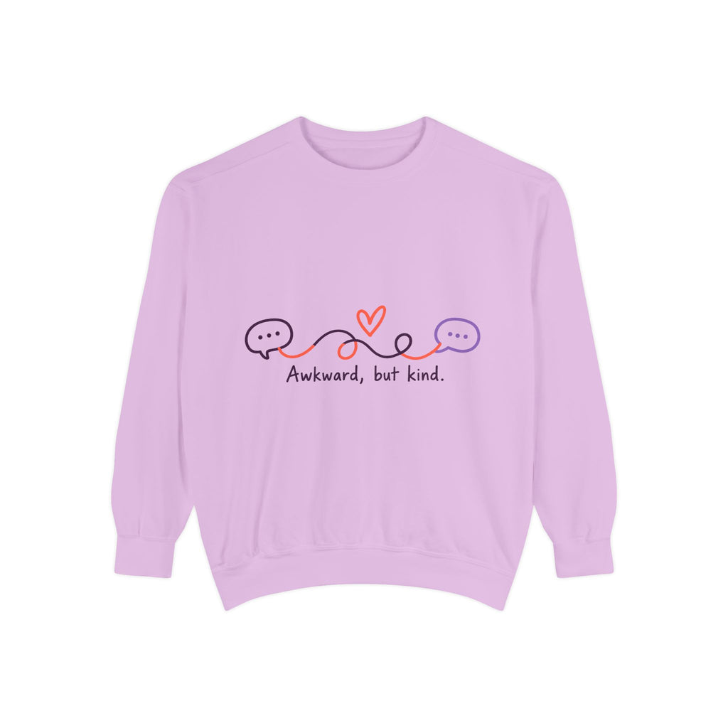 Awkward But Kind Sweatshirt — Cute Heart & Speech Bubble Graphic
