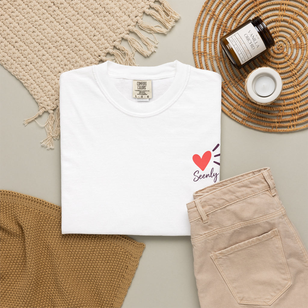 T-Shirt — “Less scrolling, more checking in” Heart Mental Health Tee